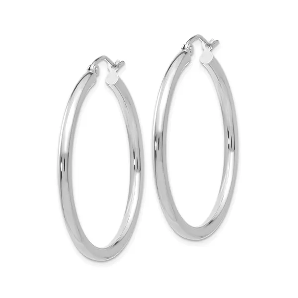 14k White Gold Polished Hoop Earrings Image 2 Dickinson Jewelers Dunkirk, MD