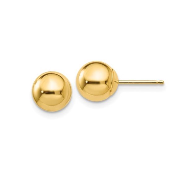 14k Yellow Gold Polished 7mm Ball Post Earrings Dickinson Jewelers Dunkirk, MD
