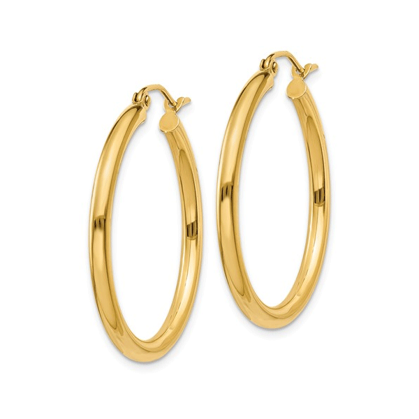 14k Yellow Gold Polished Hoop Earrings Image 2 Dickinson Jewelers Dunkirk, MD