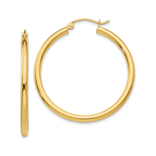 14k Yellow Gold Polished Hoop Earrings Dickinson Jewelers Dunkirk, MD
