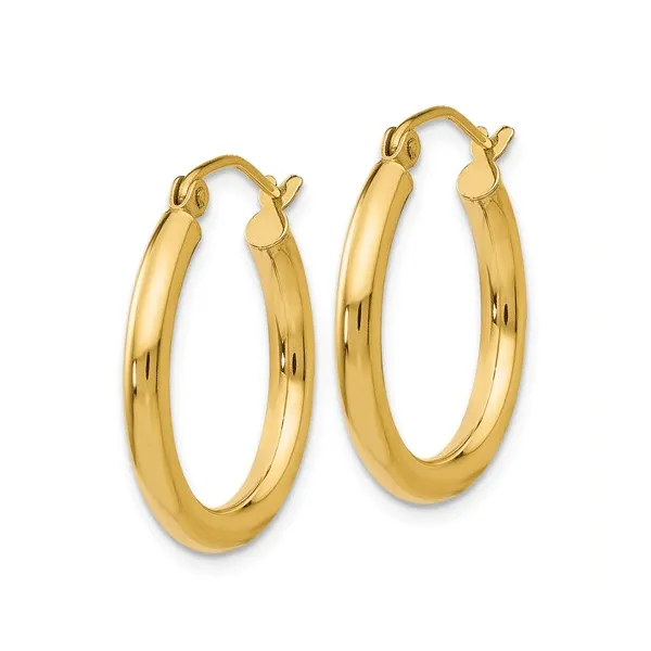 14k Yellow Gold Polished Hoop Earrings Image 2 Dickinson Jewelers Dunkirk, MD