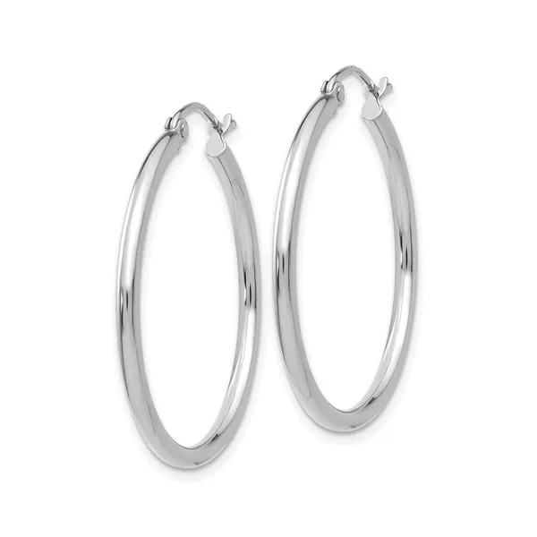 14k White Gold Polished Hoop Earrings Image 2 Dickinson Jewelers Dunkirk, MD