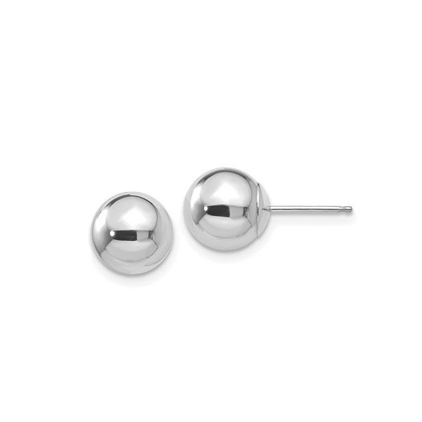 14k White Gold Polished 6mm Ball Post Earrings Dickinson Jewelers Dunkirk, MD
