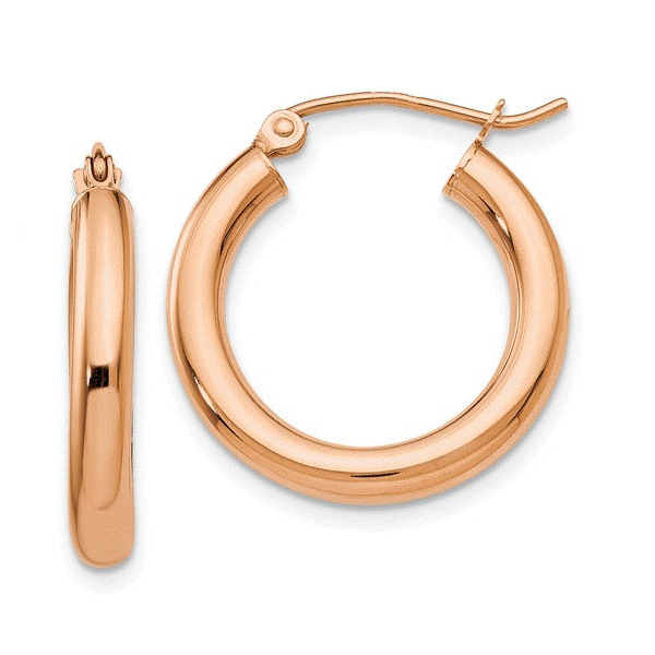 14k Rose Gold Polished Hoop Earrings Dickinson Jewelers Dunkirk, MD