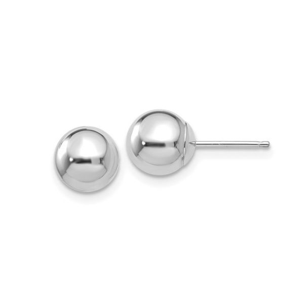 14k White Gold Polished 7mm Ball Post Earrings Dickinson Jewelers Dunkirk, MD