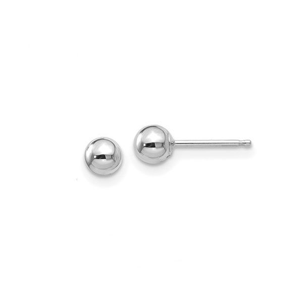 14k White Gold Polished 4mm Ball Post Earrings Dickinson Jewelers Dunkirk, MD
