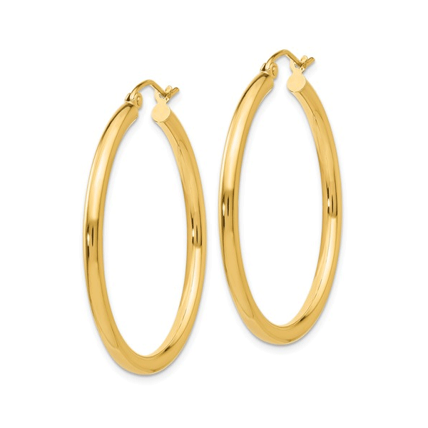 14k Yellow Gold Polished Hoop Earrings Image 2 Dickinson Jewelers Dunkirk, MD
