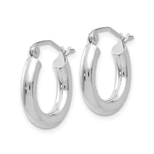 14k White Gold Polished Hoop Earrings Image 2 Dickinson Jewelers Dunkirk, MD