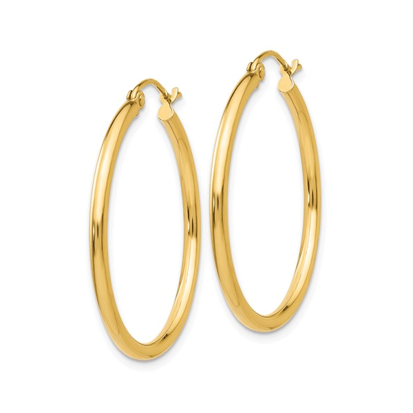 14k Yellow Gold Polished Hoop Earrings Image 2 Dickinson Jewelers Dunkirk, MD