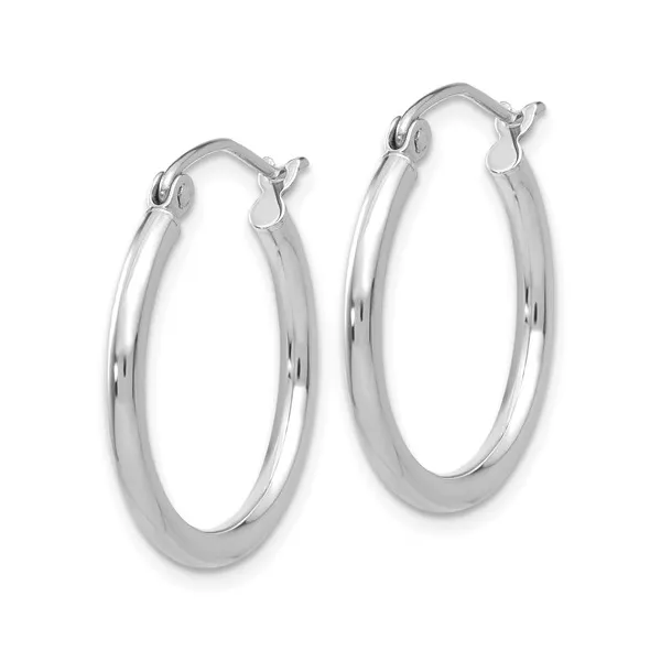 14k White Gold Polished Hoop Earrings Image 2 Dickinson Jewelers Dunkirk, MD