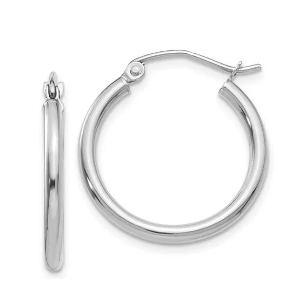 14k White Gold Polished Hoop Earrings Dickinson Jewelers Dunkirk, MD