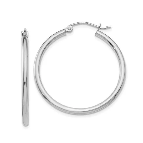 14k White Gold Polished Hoop Earrings Dickinson Jewelers Dunkirk, MD