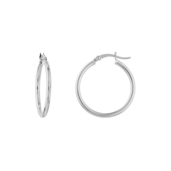 14Kt White Gold Polished Hoop Earrings Dickinson Jewelers Dunkirk, MD