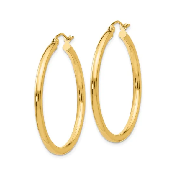 14Kt Yellow Gold Polished Hoop Earrings Image 2 Dickinson Jewelers Dunkirk, MD