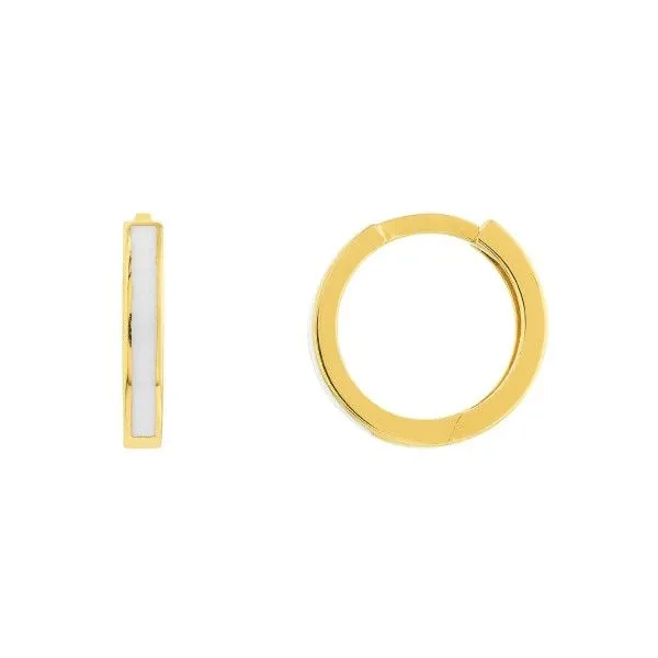 14k Yellow Gold White Enamel Hoop Earrings Dickinson Jewelers Dunkirk, MD