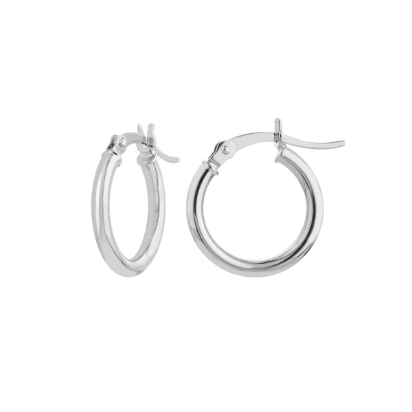 14Kt White Gold Polished Hoop Earrings Dickinson Jewelers Dunkirk, MD