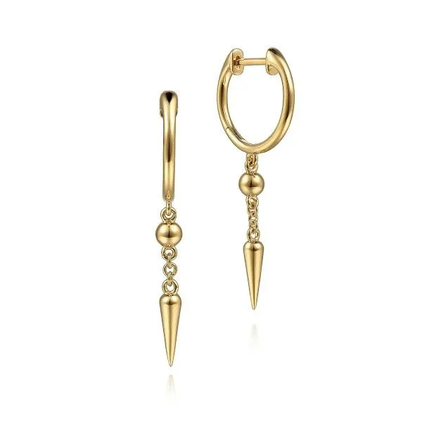 14Kt Yellow Gold Bujukan Huggie Drop Spike Earrings Dickinson Jewelers Dunkirk, MD