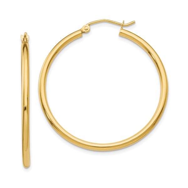 14K Yellow Gold Polished Hoop Earrings Dickinson Jewelers Dunkirk, MD