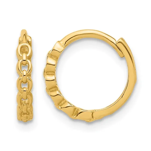 10 Karat Yellow Gold Link Pattern Huggie Hoop Earrings Dickinson Jewelers Dunkirk, MD