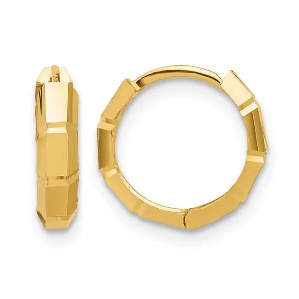 10 Karat Yellow Gold Diamond Cut Huggie Hoop Earrings Dickinson Jewelers Dunkirk, MD