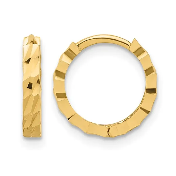 10 Karat Yellow Gold Diamond Cut Huggie Hoop Earrings Dickinson Jewelers Dunkirk, MD