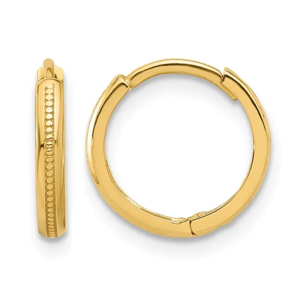 10 Karat Yellow Gold Textured Huggie Hoop Earrings Dickinson Jewelers Dunkirk, MD