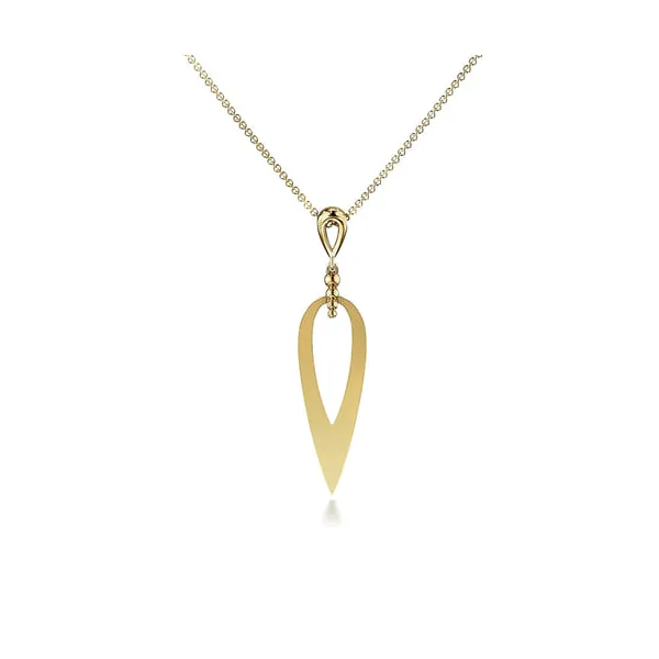 14K Yellow Bujukan Elongated Pendant Drop Necklace Dickinson Jewelers Dunkirk, MD