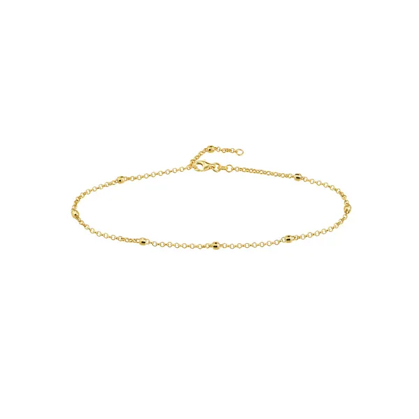 14Kt Yellow Disco Bead Rolo Chain Anklet Dickinson Jewelers Dunkirk, MD