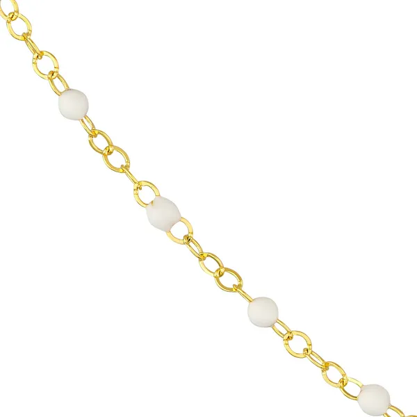 14Kt Yellow White Enamel Beads and Piatto Chain Anklet Dickinson Jewelers Dunkirk, MD