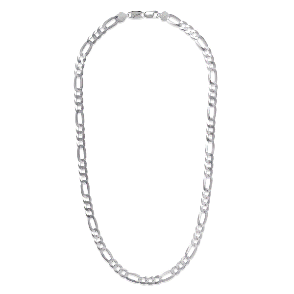 Mens Black Plated Textured Stainless Steel Figaro Link Chain Necklace