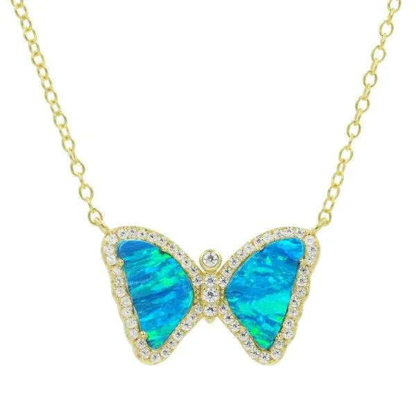 Blue Green Mini Butterfly Necklace Dickinson Jewelers Dunkirk, MD