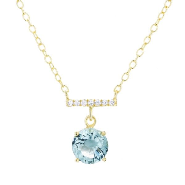 Aqua Green Solitaire and Crystal Bar Necklace Dickinson Jewelers Dunkirk, MD