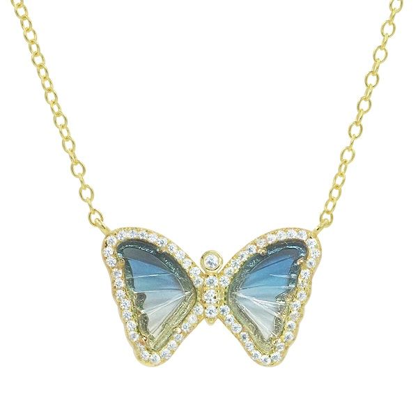 Midnight Blue Mini Butterfly Necklace Dickinson Jewelers Dunkirk, MD