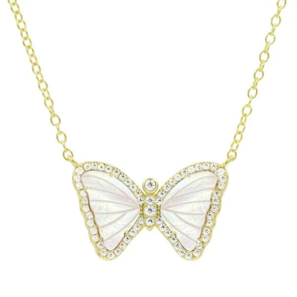 White Mini Butterfly Necklace Dickinson Jewelers Dunkirk, MD