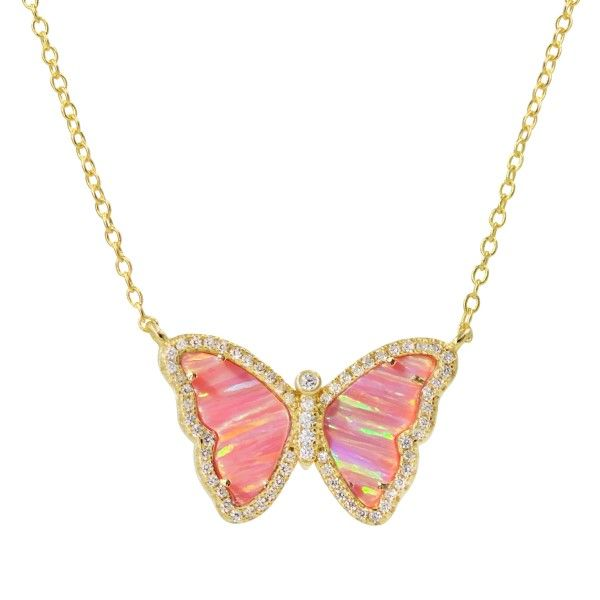 Coral Stripes Butterfly Necklace Dickinson Jewelers Dunkirk, MD