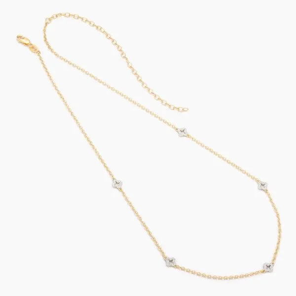 Sterling Silver/14k Yellow Gold Plated "Diamond Station" Necklace Image 2 Dickinson Jewelers Dunkirk, MD