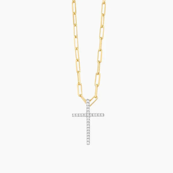 Sterling Silver/14k Yellow Gold Plated "Faith Cross" Pendant Necklace Dickinson Jewelers Dunkirk, MD
