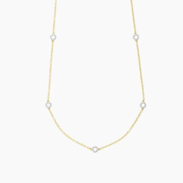Sterling Silver/14k Yellow Gold Plated "Circle Station" Diamond Necklace Dickinson Jewelers Dunkirk, MD
