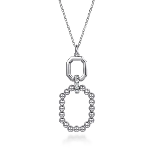 Sterling Silver 17.5" White Sapphire (.20cttw) Bujukan Octagon Pendant Necklace Dickinson Jewelers Dunkirk, MD