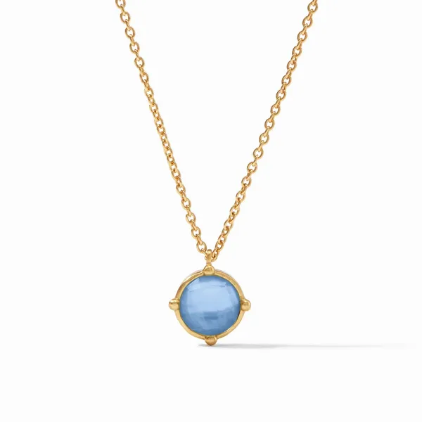 24ky Gold Plated "Honeybee" Solitaire Necklace in Iridescent Chalcedony Blue Dickinson Jewelers Dunkirk, MD