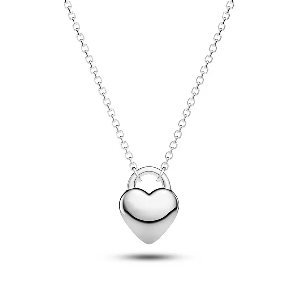 Sterling Silver "Julia" Small Puff Heart Center Necklace Dickinson Jewelers Dunkirk, MD