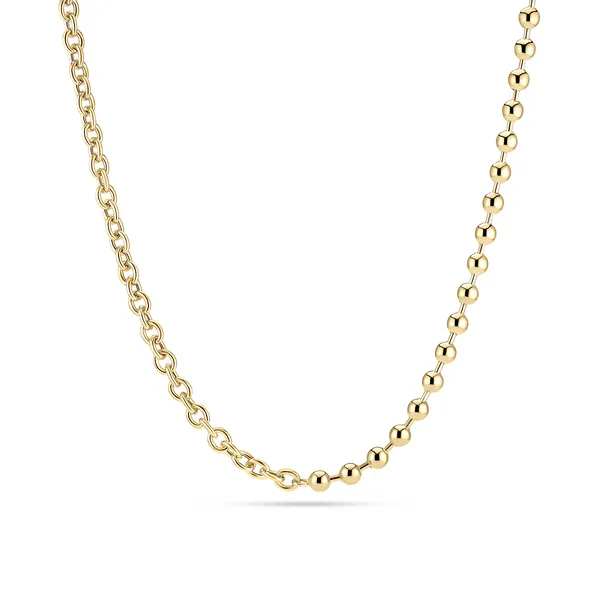 18k Gold Plated Bormio Beaded and Cable Link Necklace Dickinson Jewelers Dunkirk, MD