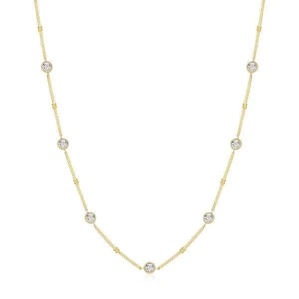 14Kt Gold Plated LAB DIAMONDS Bezel Station Beaded Bolo Bracelet Dickinson Jewelers Dunkirk, MD