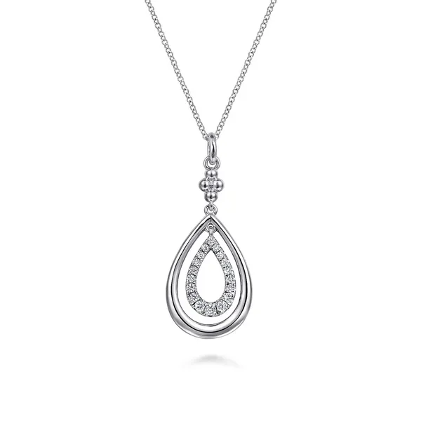 Sterling Silver White Sapphire Bujukan Teardrop Pendant Necklace Dickinson Jewelers Dunkirk, MD