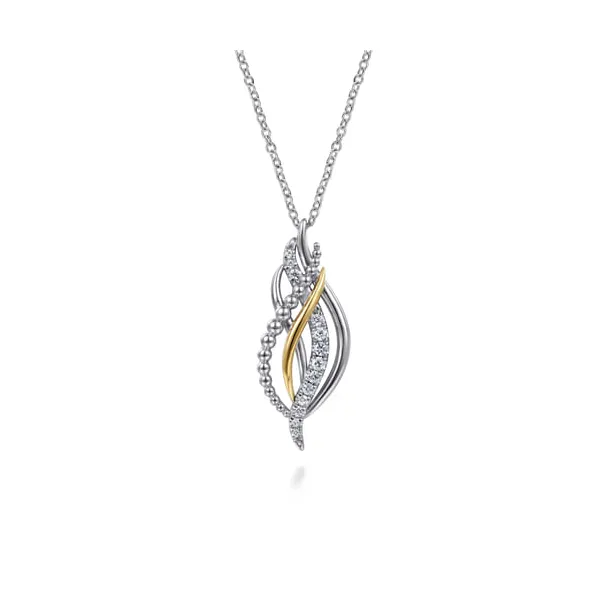Sterling Silver/14ky White Sapphires Multi Rows Pendant Necklace Dickinson Jewelers Dunkirk, MD