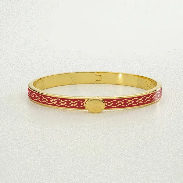 18k Gold Plated "Skinny Parterre Chain" Red Hinged Bracelet Dickinson Jewelers Dunkirk, MD