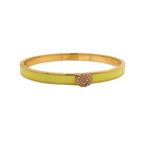 18Kt Gold Plated "Skinny Plain Pave Button" Buttercup Hinged Bracelet Dickinson Jewelers Dunkirk, MD