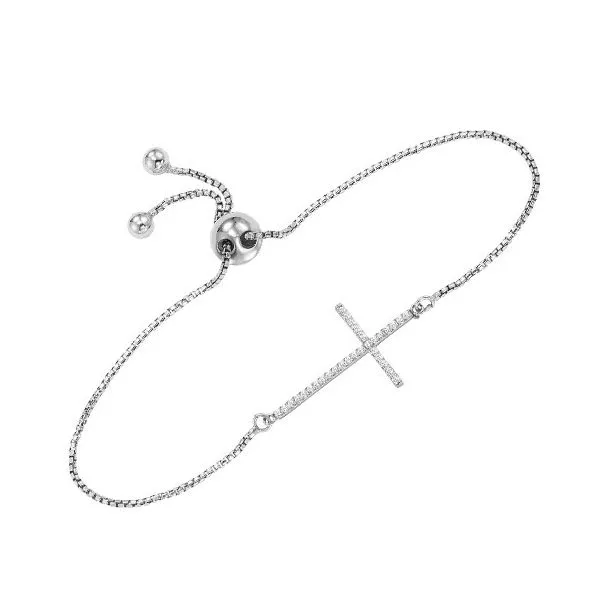 Sterling Silver Diamond Cross Bolo Bracelet Dickinson Jewelers Dunkirk, MD