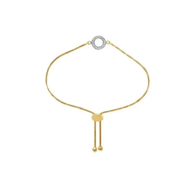 Sterling Silver 18k Gold Plated CZ Bolo Bracelet Dickinson Jewelers Dunkirk, MD