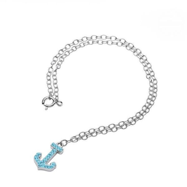 Sterling Silver And Swarovski® Crystal Anchor Anklet Dickinson Jewelers Dunkirk, MD
